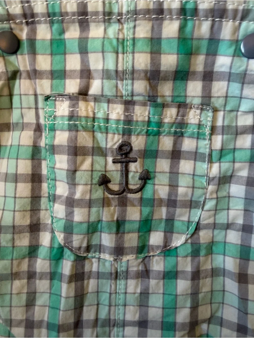 Just One You By Carter's Green and Gray Plaid Baby Overalls Size 12 Months
